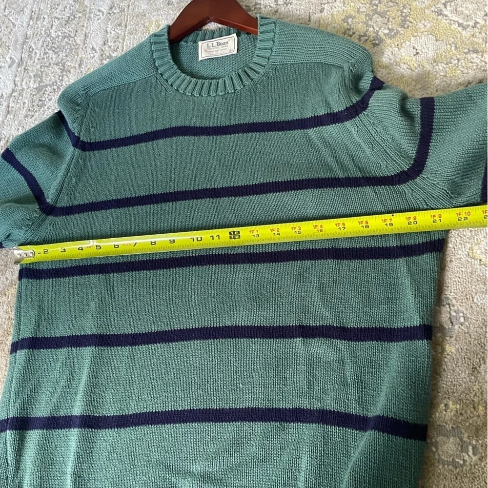 LL Bean Vintage Made in USA Striped Cotton Sweater size L
